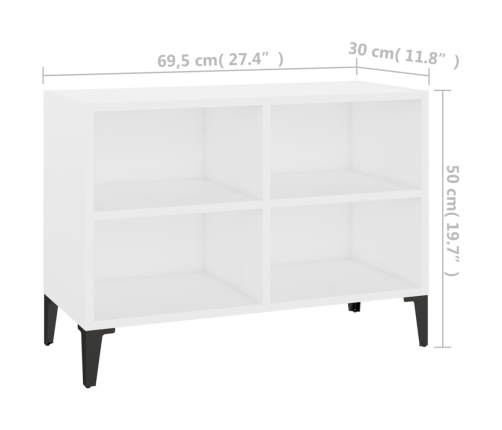 Mueble de TV con patas de metal blanco 69,5x30x50 cm