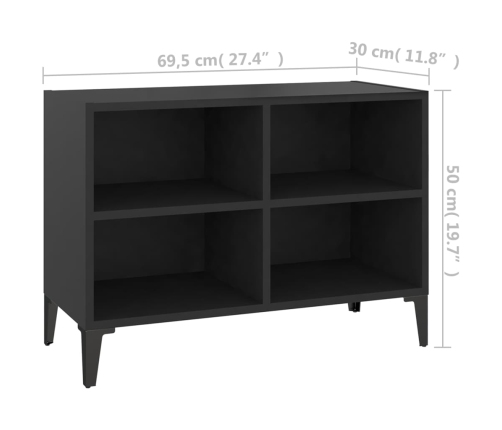 Mueble de TV con patas de metal negro 69,5x30x50 cm