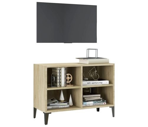 Mueble de TV con patas metal color roble Sonoma 69,5x30x50 cm