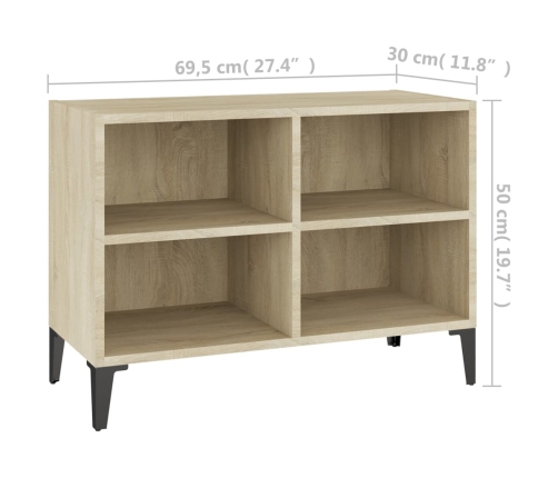 Mueble de TV con patas metal color roble Sonoma 69,5x30x50 cm