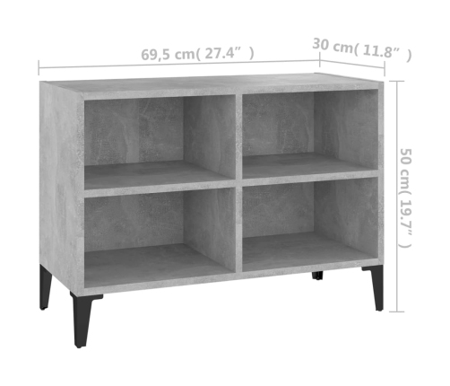 Mueble de TV con patas metal gris hormigón 69,5x30x50 cm