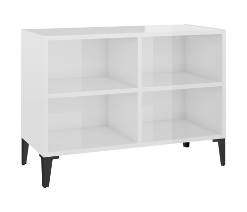 vidaXL Mueble de TV con patas de metal blanco brillante 69,5x30x50 cm