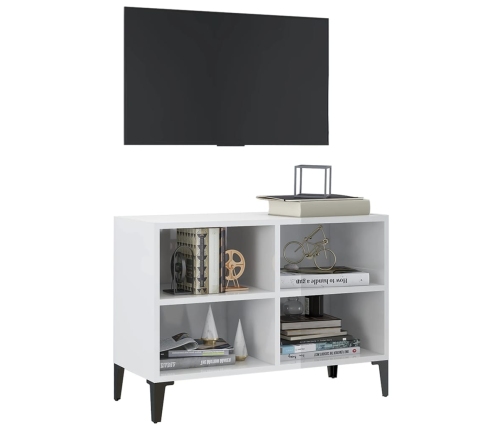 vidaXL Mueble de TV con patas de metal blanco brillante 69,5x30x50 cm