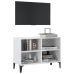 Mueble de TV con patas de metal blanco brillante 69,5x30x50 cm