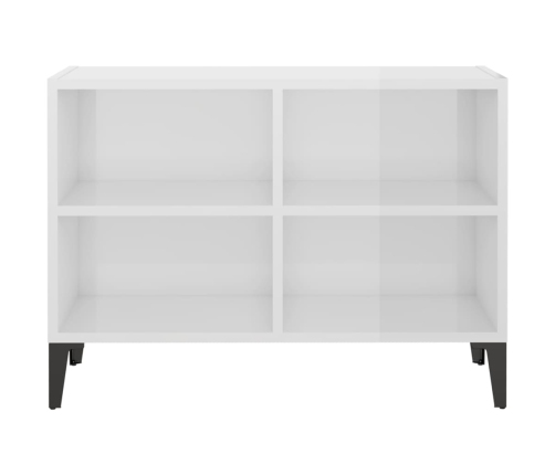 vidaXL Mueble de TV con patas de metal blanco brillante 69,5x30x50 cm