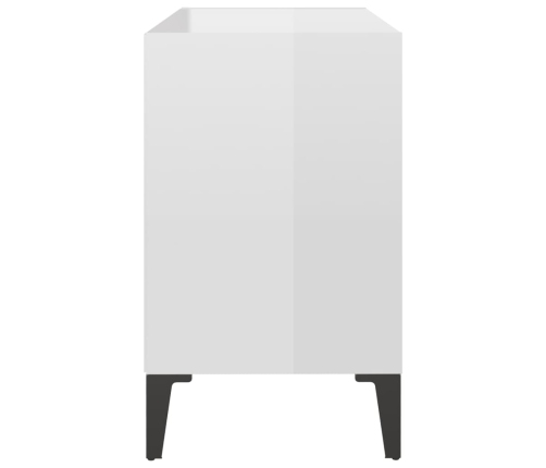 Mueble de TV con patas de metal blanco brillante 69,5x30x50 cm