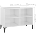 Mueble de TV con patas de metal blanco brillante 69,5x30x50 cm