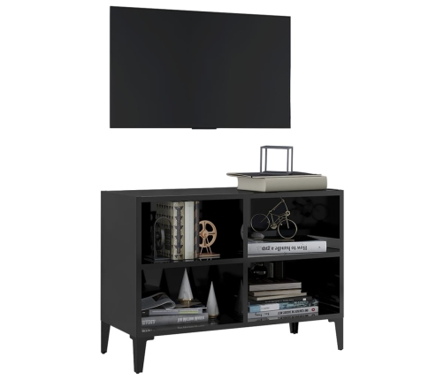 Mueble de TV con patas de metal negro brillante 69,5x30x50 cm