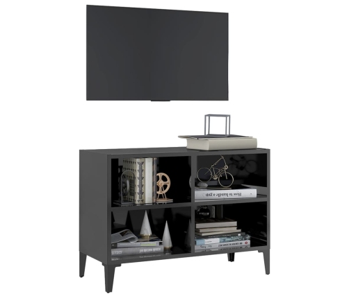 Mueble de TV con patas de metal gris brillante 69,5x30x50 cm