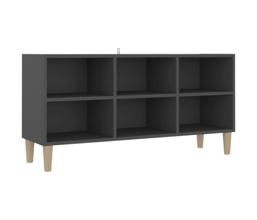 Mueble de TV patas madera maciza gris 103,5x30x50 cm