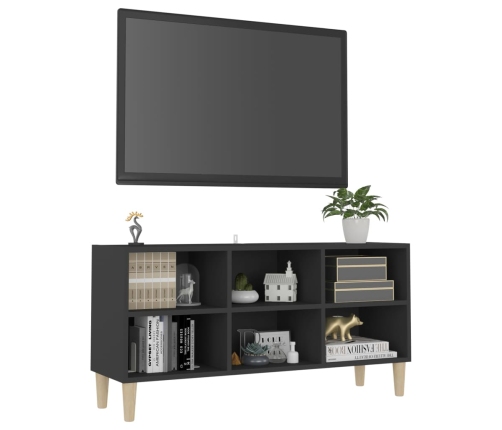 Mueble de TV patas madera maciza gris 103,5x30x50 cm