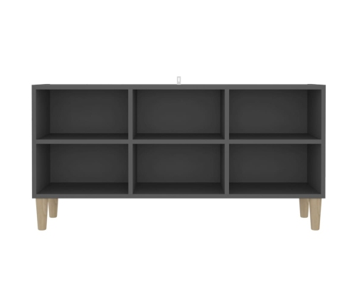 Mueble de TV patas madera maciza gris 103,5x30x50 cm