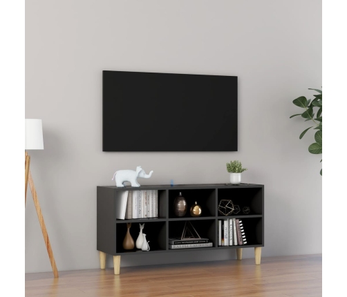 Mueble de TV patas madera maciza gris 103,5x30x50 cm