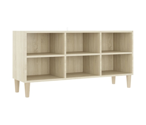 Mueble de TV patas de madera maciza roble Sonoma 103,5x30x50 cm