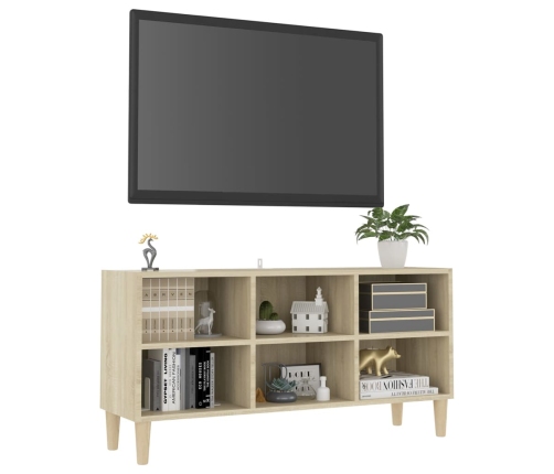 Mueble de TV patas de madera maciza roble Sonoma 103,5x30x50 cm