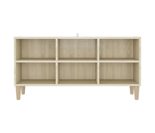 Mueble de TV patas de madera maciza roble Sonoma 103,5x30x50 cm