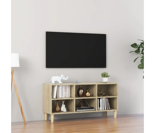 Mueble de TV patas de madera maciza roble Sonoma 103,5x30x50 cm