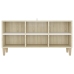 Mueble TV patas madera maciza blanca roble sonoma 103,5x30x50cm