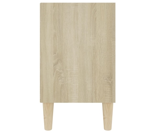 Mueble TV patas madera maciza blanca roble sonoma 103,5x30x50cm