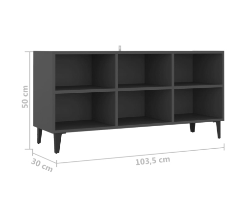 Mueble de TV con patas de metal gris 103,5x30x50 cm