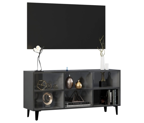 Mueble de TV con patas de metal gris brillante 103,5x30x50 cm