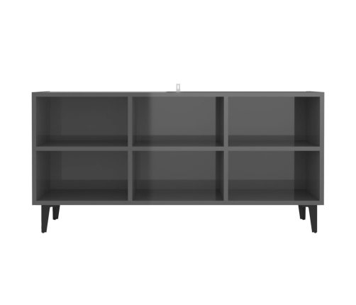 Mueble de TV con patas de metal gris brillante 103,5x30x50 cm