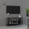 Mueble de TV con patas de metal gris brillante 103,5x30x50 cm