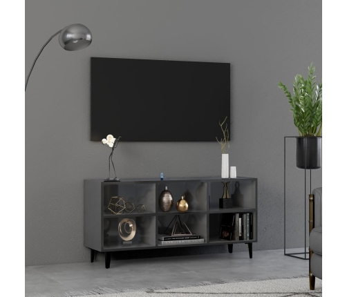 Mueble de TV con patas de metal gris brillante 103,5x30x50 cm