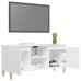 Mueble de TV con patas de madera maciza blanco 103,5x35x50 cm