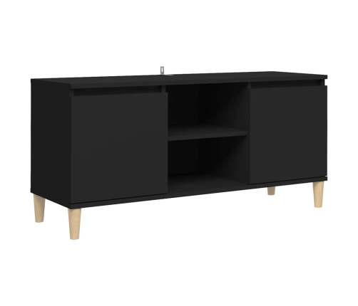 vidaXL Mueble de TV con patas de madera maciza negro 103,5x35x50 cm