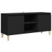 vidaXL Mueble de TV con patas de madera maciza negro 103,5x35x50 cm