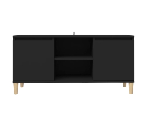 vidaXL Mueble de TV con patas de madera maciza negro 103,5x35x50 cm