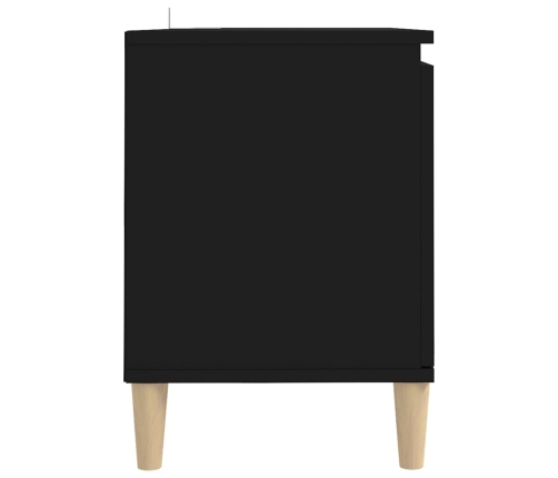 vidaXL Mueble de TV con patas de madera maciza negro 103,5x35x50 cm