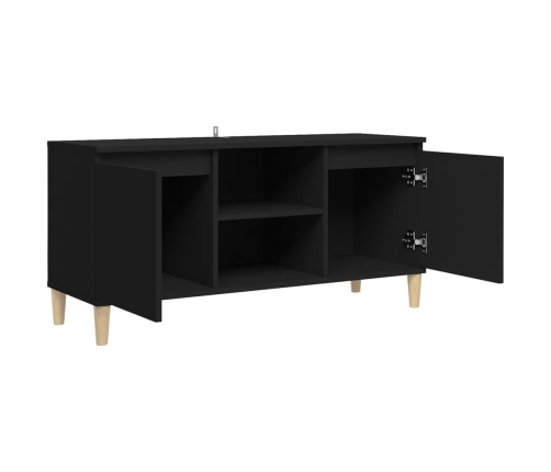 vidaXL Mueble de TV con patas de madera maciza negro 103,5x35x50 cm