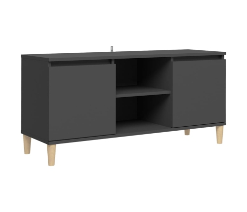 vidaXL Mueble de TV con patas de madera maciza gris 103,5x35x50 cm