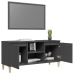 vidaXL Mueble de TV con patas de madera maciza gris 103,5x35x50 cm