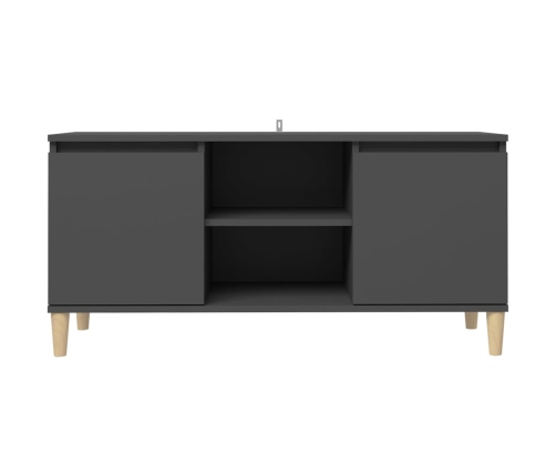 vidaXL Mueble de TV con patas de madera maciza gris 103,5x35x50 cm