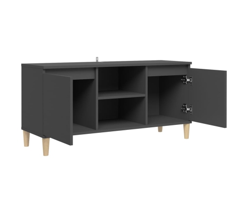 vidaXL Mueble de TV con patas de madera maciza gris 103,5x35x50 cm