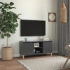 Mueble de TV con patas de madera maciza gris 103,5x35x50 cm