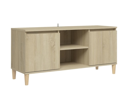 vidaXL Mueble de TV patas madera maciza roble Sonoma 103,5x35x50 cm