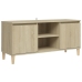 vidaXL Mueble de TV patas madera maciza roble Sonoma 103,5x35x50 cm