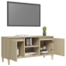 vidaXL Mueble de TV patas madera maciza roble Sonoma 103,5x35x50 cm