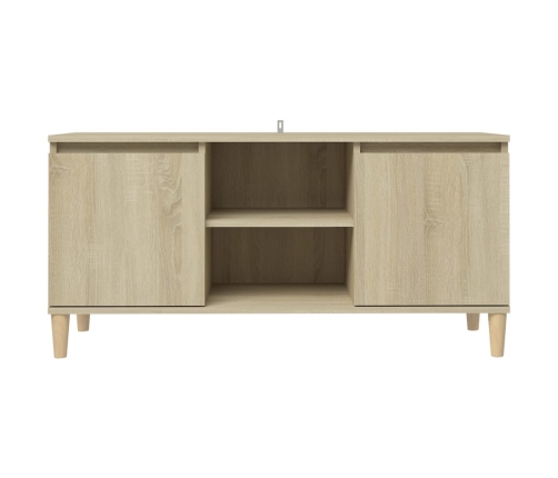 vidaXL Mueble de TV patas madera maciza roble Sonoma 103,5x35x50 cm