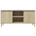 vidaXL Mueble de TV patas madera maciza roble Sonoma 103,5x35x50 cm