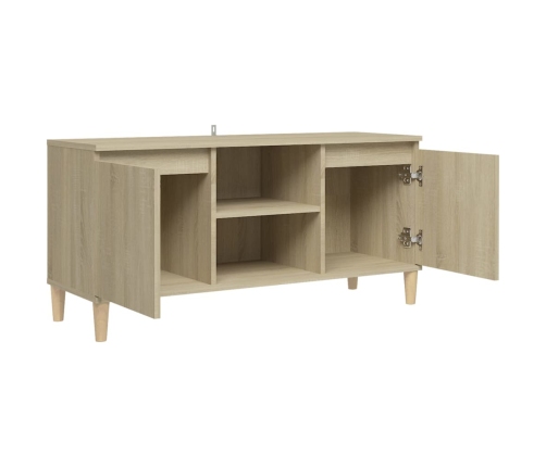 vidaXL Mueble de TV patas madera maciza roble Sonoma 103,5x35x50 cm