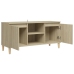 vidaXL Mueble de TV patas madera maciza roble Sonoma 103,5x35x50 cm