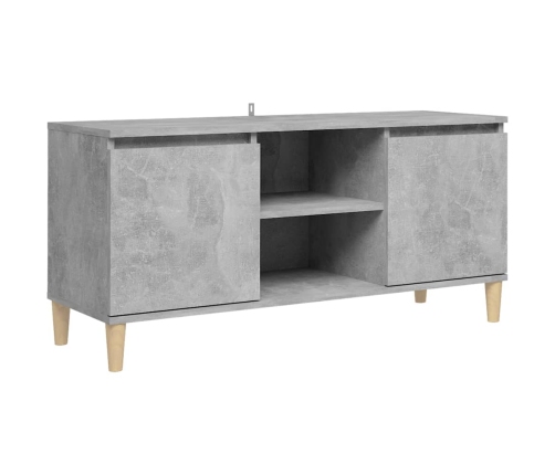 Mueble de TV patas madera maciza gris hormigón 103,5x35x50 cm