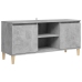 Mueble de TV patas madera maciza gris hormigón 103,5x35x50 cm