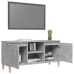 Mueble de TV patas madera maciza gris hormigón 103,5x35x50 cm