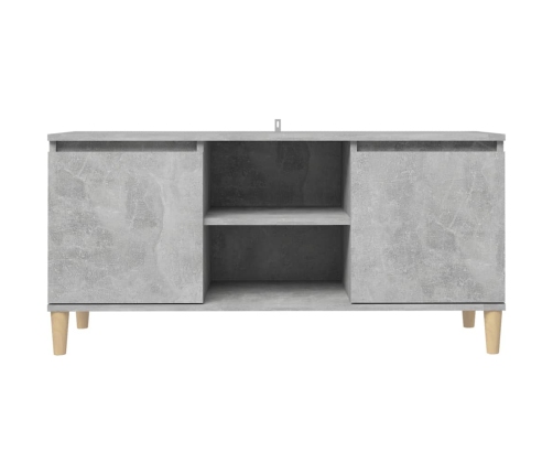 Mueble de TV patas madera maciza gris hormigón 103,5x35x50 cm